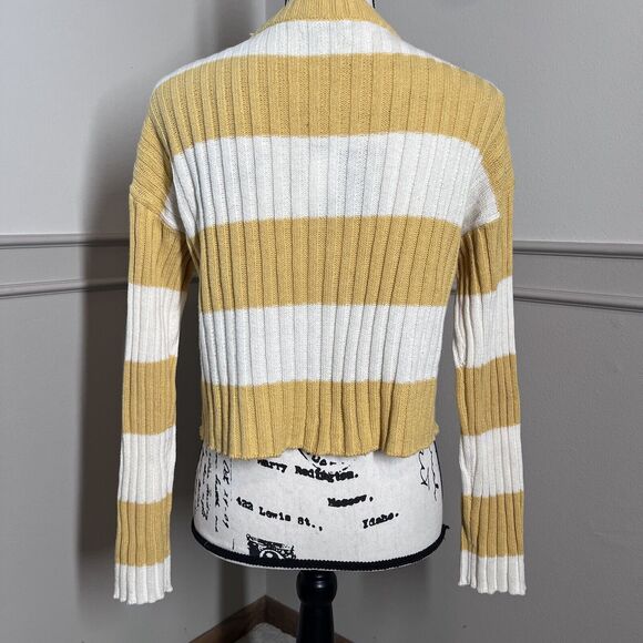 NWT American Eagle Yellow Striped Cardigan Sweater Womens XS Crop Y2K Preppy NEW - Picture 6 of 9